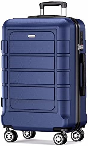 SHOWKOO Suitcase Large 28-Inch Expandable PC+ABS Hard Shell Travel Luggage Lightweight Durable High Capacity with Double Spinner Wheels TSA Lock, 28" Blue