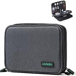 UGREEN Travel Accessories, Portable Bag Electronics Organiser Large Capacity Tech Pouch for Small Gadget USB Charging Cable Charger Adapter Power Bank Hard Drive SD Card(M)