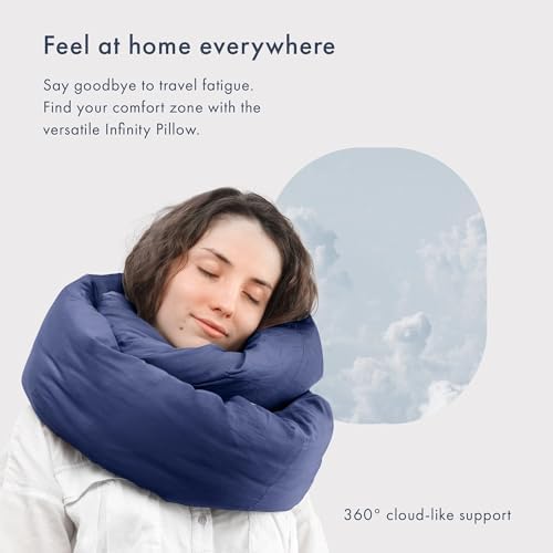 Huzi Infinity Pillow - Travel Neck Pillow - Versatile Soft 360 Support Scarf - Machine Washable - Home Travel Flight Road Trips (Navy) - Image 2