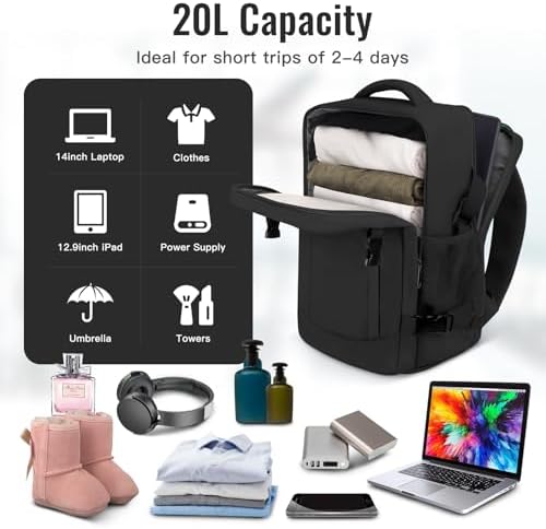 Cabin Bags 40x20x25 for Ryanair Underseat Carry-ons Bag, Hand Luggage Bag Cabin Backpack Travel Backpack Cabin Size 20L - Black - Image 7