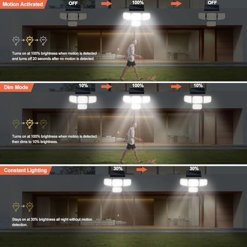 Solar Security Lights Outdoor with Motion Sensor, Four Heads Solar Powered Floodlights, IP65 Waterproof with Remote,Walk Way Lights for Outside,Garage,Garden,Backyard,Driveway,Patio - Image 3