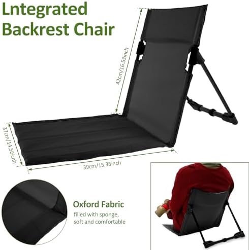 Folding Beach Chair Lightweight Camping Floor Chair with Storage Bag Portable Seats Low Beach Chair Fold up Chair Sun Lounger Back Chair for Fishing Barbecues Hiking Traveling Outside Activities - Image 2