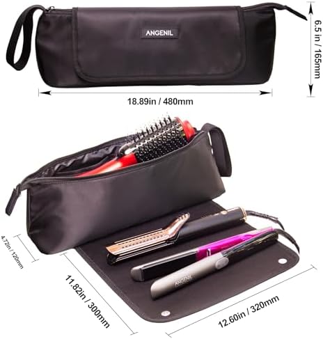 ANGENIL Large Capacity Hair Tools Travel Bag 2 in 1, Heat Proof Mat for Hair Straighteners, Curling Iron, Hot Air Brushes, Hair Dryer and Care Accessories, Portable Hot Tool Mat Bag - Image 7