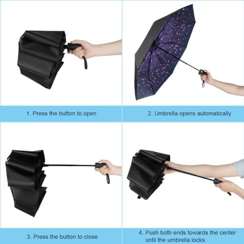 Travel Umbrella, Windproof Automatic Umbrella, 8 Ribs Compact Travel Folding Umbrella, Auto Open/Close, Portable Umbrella for Men&Women - Image 3