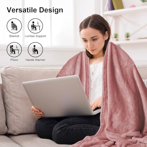 DAWNTREES Extended Travel Blanket Airplane,180x180 cm Travel Essentials Gifts on Airplane,Camping,Car,2 in 1 Airplane Blanket with Soft Bag Pillowcase,Hand Luggage Sleeve and Backpack Clip. - Image 8