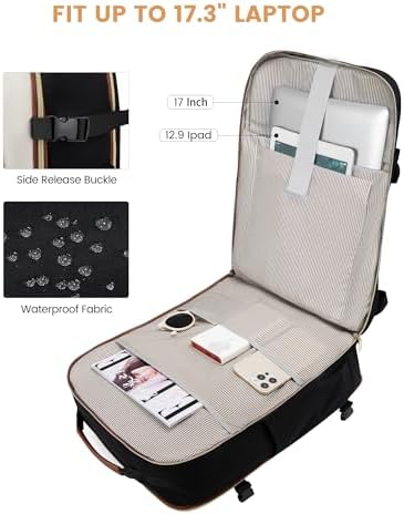 LOVEVOOK Travel Backpack Cabin Size for Women, 40L Carry On Easyjet Ryanair 45x36x20 Backpacks, Large Hand Luggage Rucksack for Airplanes, Flight Approved Suitcase Daypacks Bag - Image 5
