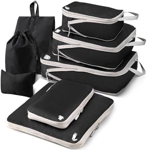 Compression Packing Cubes for Backpack, Travel Packing Cubes for Suitcases Waterproof Suitcase Organiser Bags for Travel Suitcase Luggage Packing Organizer Bags