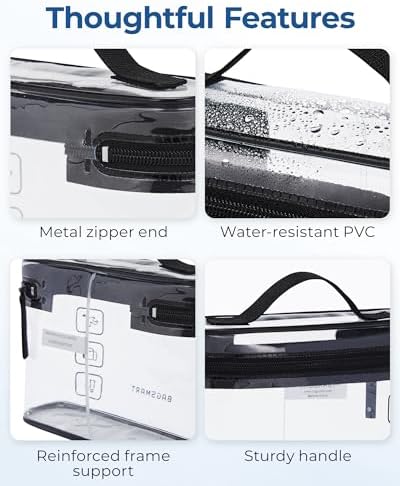 BAGSMART TSA Clear Toiletry Bag,2 Pack PVC Makeup Cosmetic Bag Organizer,Quart Size Travel Bag for Toiletries,Carry-on Travel Accessories Essentials,Purple-2pcs - Image 5
