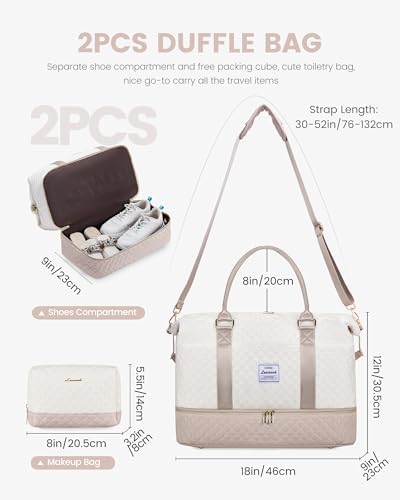 LOVEVOOK Travel Bags for Women Weekend Overnight Carry On Duffel Bag Large Gym Sports Bag with Shoe Compartment Hand Cabin Luggage Holdall for Ryanair EasyJet Flight Hospital Bag Maternity Essentials - Image 2