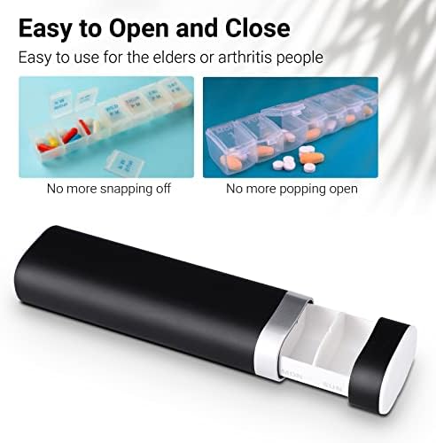 Pill Box 7 Day, Betife Daily Pill Organiser, Weekly Travel Tablet Organiser, Cute Pill Holder to Hold Vitamins, Medicines, Pills, Supplements (Black) - Image 9