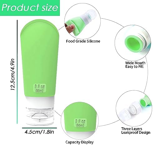 14 Pack Travel Bottles Set for Toiletries, Silicone Travel Containers 90ml Leak Proof Refillable Travel Accessories for Shampoos, Conditioner and Lotion - Image 2
