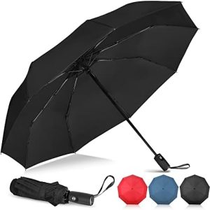 NINEMAX Compact Travel Folding Umbrella Windproof Strong,Small Automatic Foldable Umbrellas Wind Resistant with Case for Women Men