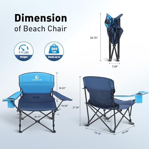 ALPHA CAMP Folding Camping Chair with Cup Holder, Heavy Duty Outdoor Portable Camp Chair for BBQ, Beach, Travel, Picnic, Festival - Image 3