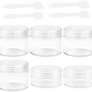 6Pcs Travel Bottles Pots Sample Pots Mini Travel Pots for Toiletries 10ml 20ml Small Clear Travel Containers Jars Leakproof Round Empty Plastic Cosmetic Jars with Lids Spatulas for Cream Makeup