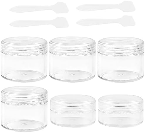 6Pcs Travel Bottles Pots Sample Pots Mini Travel Pots for Toiletries 10ml 20ml Small Clear Travel Containers Jars Leakproof Round Empty Plastic Cosmetic Jars with Lids Spatulas for Cream Makeup