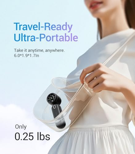 iTurbo High-Speed Portable Handheld Turbo Fan, LED Display, 2000mAh Rechargeable Battery, 5 Wind Speeds, Up to 6H Runtime, Mini Fan for Travel, Commute, Outdoor, Gifts for Women Men - Image 4