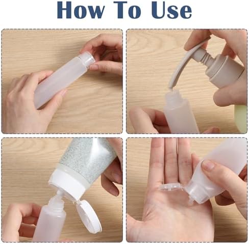6pcs Travel Bottles,30ml & 50ml Clear Plastic Empty Squeeze Bottle,Transparent Refillable Cosmetic Containers Travel Size Bottles,Leak Proof Small Squeeze Bottles for Toiletries,Makeup,Shampoo - Image 4