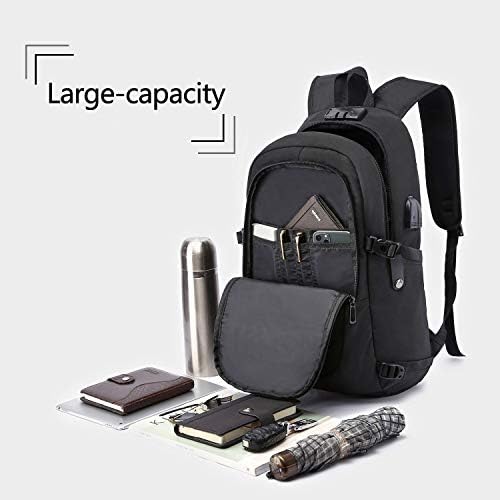Anti-Theft Laptop Backpack,Business Travel Backpack Bag with USB Charging Port Lock,Water Resistant College School Computer Rucksack Work Backpack for Mens Womens Fits 15.6 Inch Laptop-Black - Image 3
