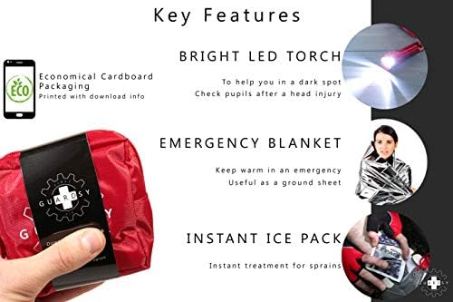 Guardsy Mini First Aid Kit | Compact Small Medical Emergency Survival Kit perfect for Car, Travel, Hiking, Camping, Outdoor, Cycling, Running, Home, Vehicle, Sports. With Digital First Aid Guide app - Image 4