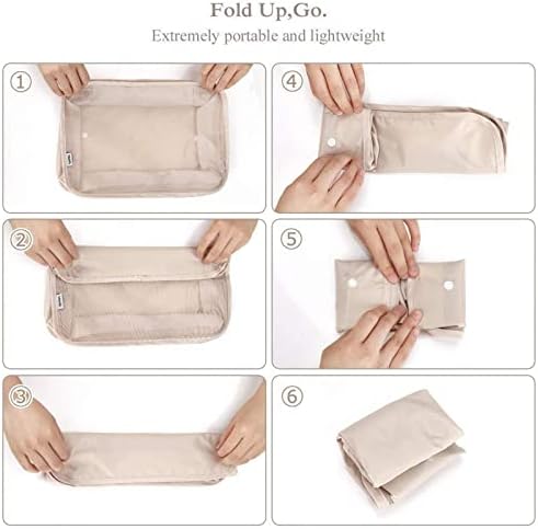 SHAINE Packing Cubes 8pcs Compression Luggage Organiser Bags Waterproof Travel Essentials for Flying Suitcase (QC01BE-DDD), Beige - Image 4