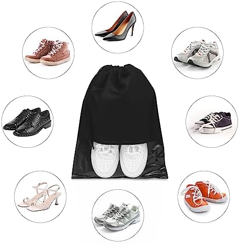 GAOHAN 10 Pcs Travel Shoe Bag,Shoe Bags,Shoe Bags for Travel,Drawstring Non-Woven Shoes Storage Bags with Transparent Window for Daily and Travel Use(Black) - Image 4