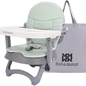 Bebamour Baby Chair Booster Seat with Tray Sit Me Up Baby Chair for Eating Portable, Travel, with Green Padding