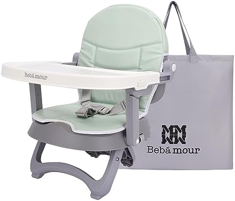 Bebamour Baby Chair Booster Seat with Tray Sit Me Up Baby Chair for Eating Portable, Travel, with Green Padding