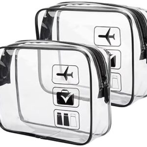 Woodland Clear Toiletries Bag 4 in 1 Waterproof Toiletry Bags Clear PVC Travel Bag Wash Bag Makeup Bag Airport Liquid Bag for Men, Women Large to Small Travel Accessories (Clear, Set of 2)