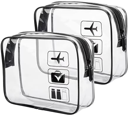 Woodland Clear Toiletries Bag 4 in 1 Waterproof Toiletry Bags Clear PVC Travel Bag Wash Bag Makeup Bag Airport Liquid Bag for Men, Women Large to Small Travel Accessories (Clear, Set of 2)