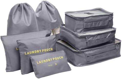 Packing Cubes for Suitcases, 8 pcs Packing Cubes Luggage Organiser Bags Travel Essentials Bags for Clothes Shoes Toiletries Travel Luggage Organizers Storage Bags