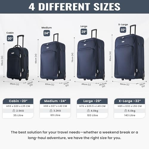 26" Medium Suitcase Lightweight Luggage Expandable Hold Check in Travel Bag on Wheels Blue 69L - Image 6