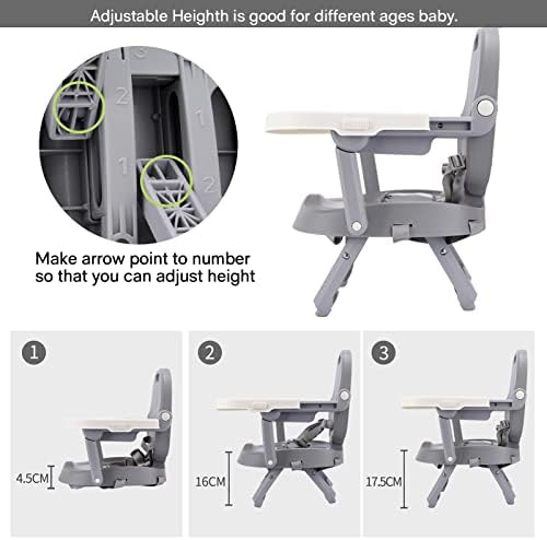 Bebamour Baby Chair Booster Seat with Tray Sit Me Up Baby Chair for Eating Portable, Travel, with Green Padding - Image 6