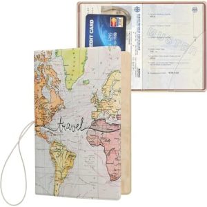 kwmobile Passport Holder Protective Cover - PVC and Plastic Passport Cover for Men and Women - Essential Travel Accessory - Black/Multicolor