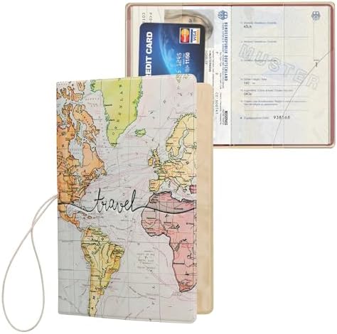 kwmobile Passport Holder Protective Cover - PVC and Plastic Passport Cover for Men and Women - Essential Travel Accessory - Black/Multicolor