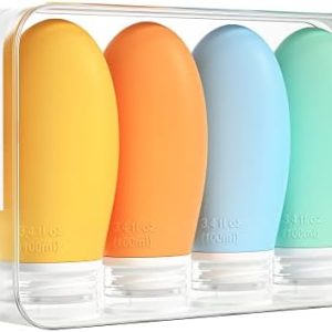 Morfone 100ml Silicone Travel Bottle for Toiletries, 4 Pack Leak Proof Refillable Squeezable Containers for Liquid Shampoo, BPA Free and TSA Approved Travel Accessories