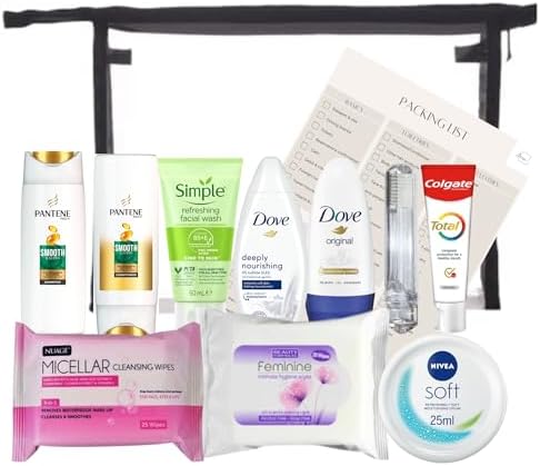 Travel Toiletries Set for Women - Holiday Essentials Mini Toiletry Set for Travel, Hospital or Over Night Stay - Airport Security Approved Liquids - Quality Personal Care for Women