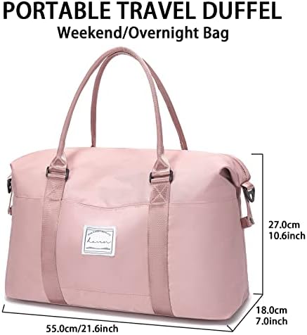 Weekend Bag, Overnight Bag Carry on Bag Holdalls Travel Bag for Women Gym Waterproof Weekender Tote Bag (Pink) - Image 7