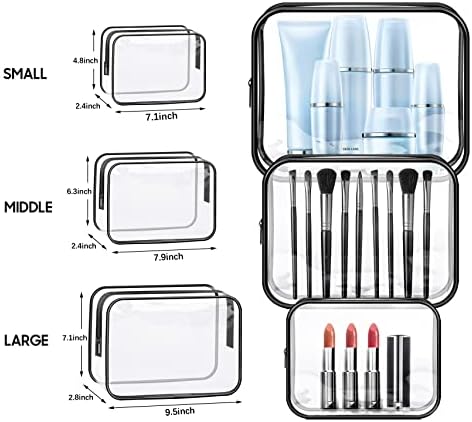 Clear Travel Toiletries Bag, 3 PCS Portable Waterproof Toiletry Bags for Women and Men, Clear Makeup Bags PVC Cosmetic Bag, Travel Accessories Wash Bag for Travelling and Holiday - Image 2