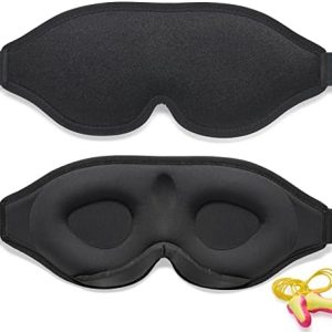 2025 Innovative Sleep Mask for Men and Women, Trilancer 3D 100% Light Blocking Design, Comfortable Eye mask, Blackout Blindfold for Sleeping, Nap, Meditation, Travel, with Earplugs (Black)