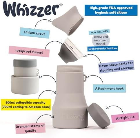 Whizzer - Discreet & Compact Travel Toilet Seen on Dragons Den | Portable & Leak Proof Silicone Pee Bottle - Festival Essentials Camping Toilet | 500ml Capacity - Image 2