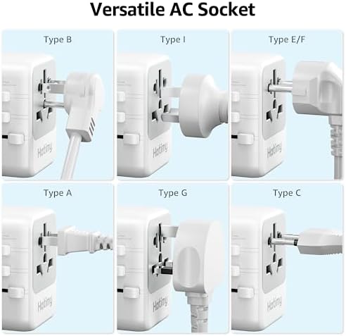 Worldwide Travel Adapter with USB C, Hotimy Universal Plug Adaptor with 5.6A Multi USB Ports (3 USB C + 2 USB A) International Socket 10A Fuses, Travel Plugs for Europe UK US AUS (Type C/G/A/I) - Image 4