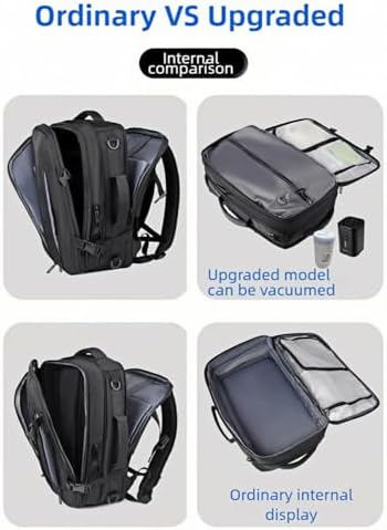 Vacuum Backpack Travel Bag, Expandable 36-55L Carry-On Compression Backpack with Pump, Separation of Dry and Wet Liquid, 180° Opening, for Business Travel - Image 9