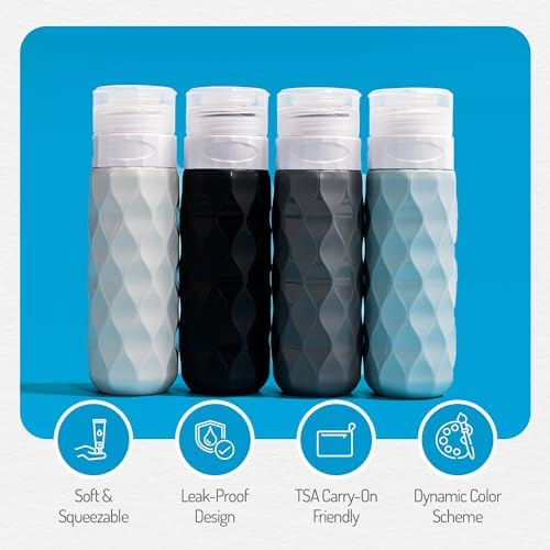 Silicone Travel Bottles for Toiletries with Clear Bag- 4 Pack Holiday Essentials Travel Bottles for Toiletries- Refillable Shampoo and Conditioner Bottle -Leakproof, Squeezy Travel Accessories - Image 2