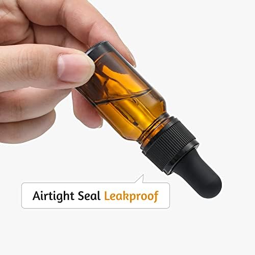 AOZITA 4 x 10ml Amber Brown Glass Bottles with Dropper Pipettes - Come with 1 Stainless Steel Funnel & 4 Lables - Tincture Dropper Bottles for Essential Oils, Aromatherapy Blends, Liquids - Image 7