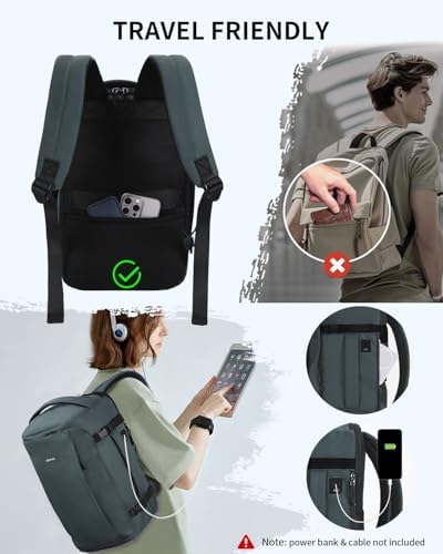 ECOHUB for Ryanair Cabin Bags 40x20x25, 20L Underseat Carry on Backpack with 14” Laptop Compartment, Water-Resistant Travel Hand Luggage Bag, Recycled Rucksack with Anti-Theft Pocket,Grey - Image 5