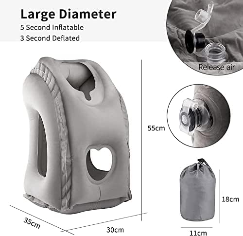 2 Pack Inflatable Travel Pillow for Airplane, Neck Air Pillow for Sleeping to Avoid Neck and Shoulder Pain, Comfortably Support Head, Used for Airplane, Car, Bus and Office… - Image 3