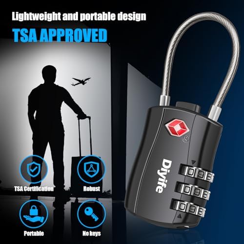Diyife TSA Luggage Locks, [2 Pack] 3-Digit Security Suitcase Locks, Combination Padlock for Suitcases Flexible Cable Travel Lock, TSA Approved Luggage Locks for Suitcases Travel Luggage Bag Case - Image 5