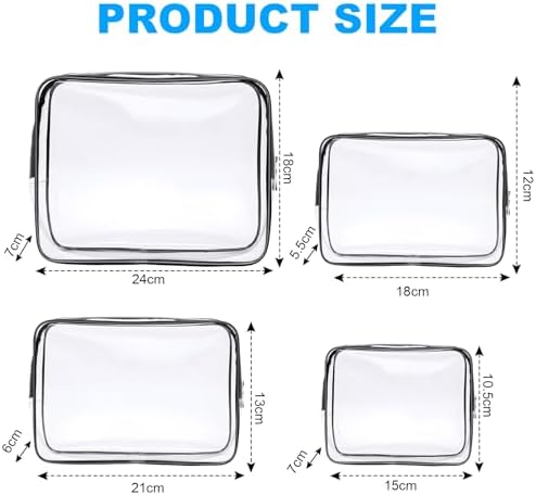 4-Pack Clear Wash & Makeup Bags TSA Approved Makeup Bags, PVC Waterproof Travel Wash Bags for Family, Men, Women (Largea, Medium, Small, Minimum) - Image 2