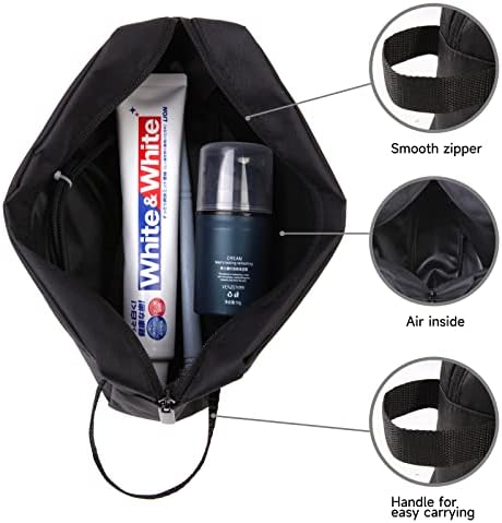 Toiletry Bag for Women Men, Travel Wash Water-Resistant Gym Shaving Organiser Bag, Shower Bathroom Makeup Bag Toiletries Accessories, Foldable Storage with Handle for Cosmetics Brushes Tools, Black - Image 2
