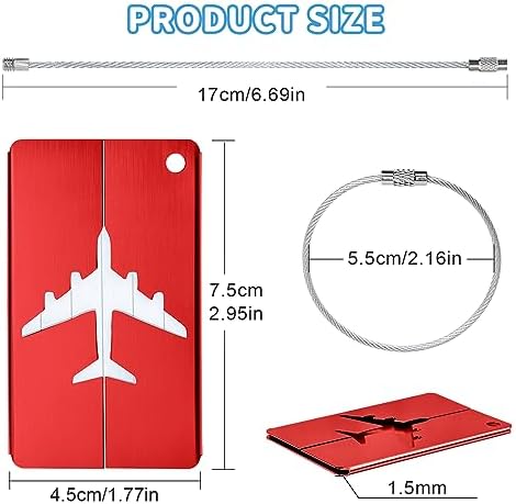 5 Pcs Luggage Tags, Aluminium Suitcase Tags with Steel Loop and Waterproof Name ID Card for Travel Bag, Checked Luggage, Suitcases, Laptop Bags, Backpacks (7.5 x 4.5 cm, 5 Colours) - Image 5